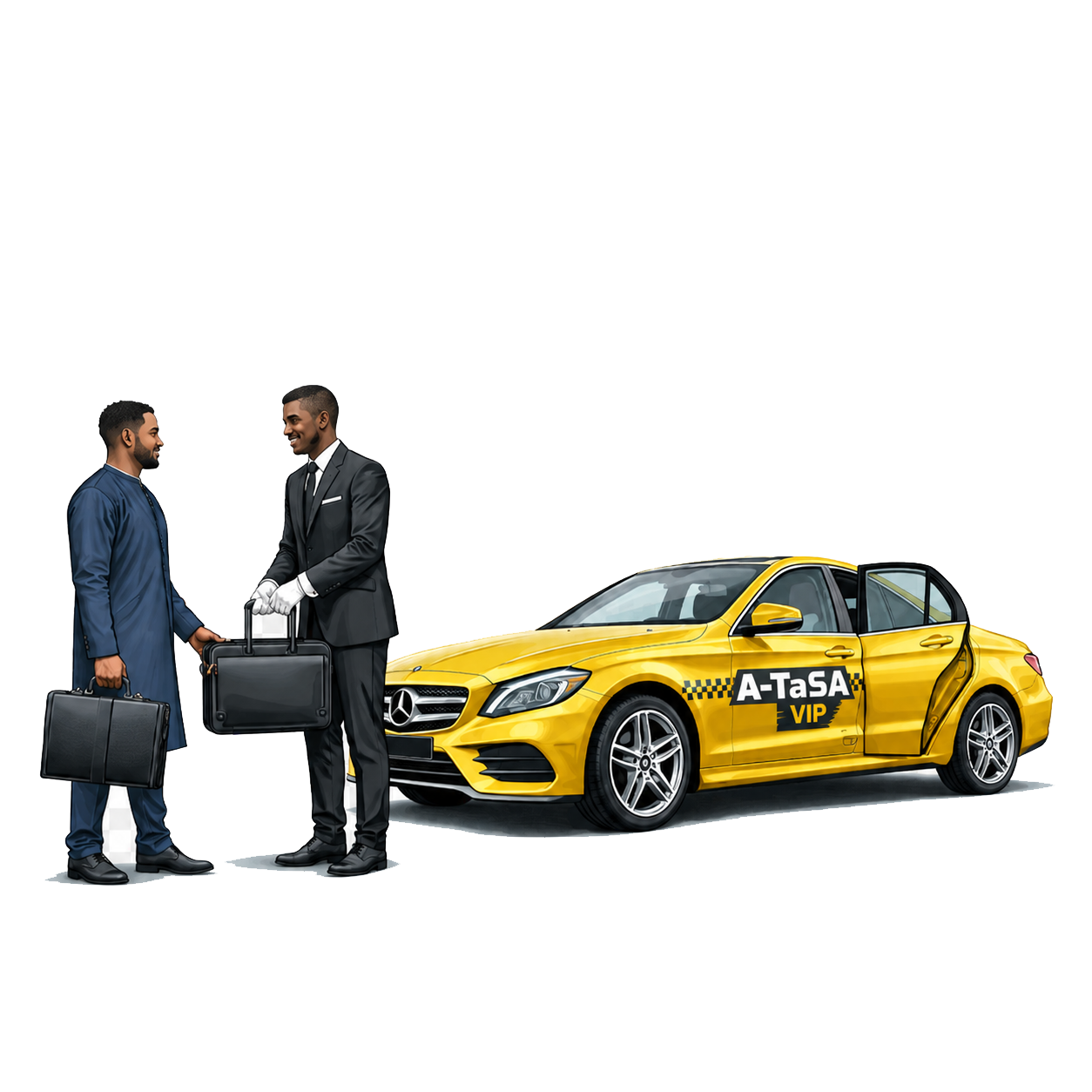 A-TaSA driver handing luggage to a customer
