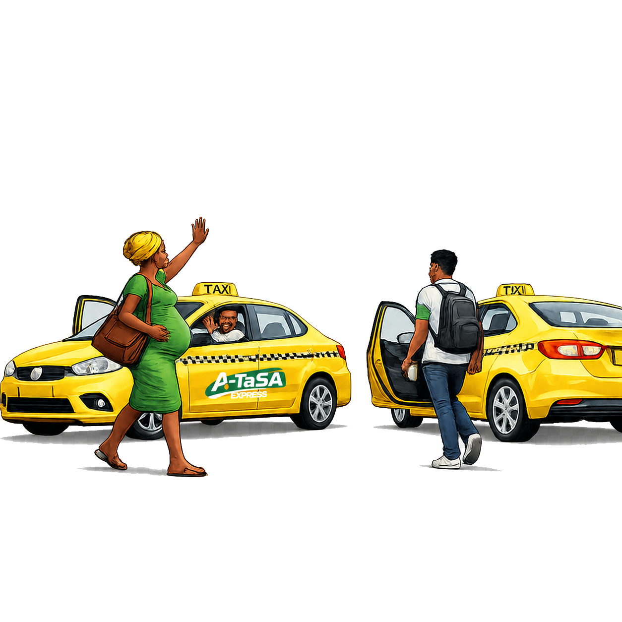 Passengers boarding a A-TaSA car
