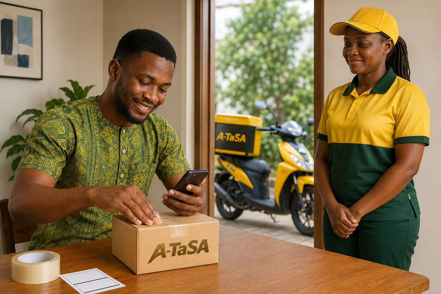 Customer preparing a parcel to send with A-TaSA